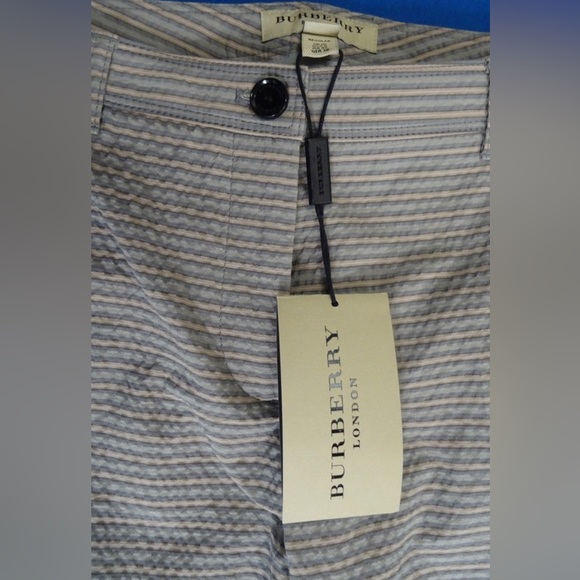 Burberry London Women’s Pin Striped Pant Suit Pale Flint Blue Sz 8 Cotton NWT - Picture 13 of 16